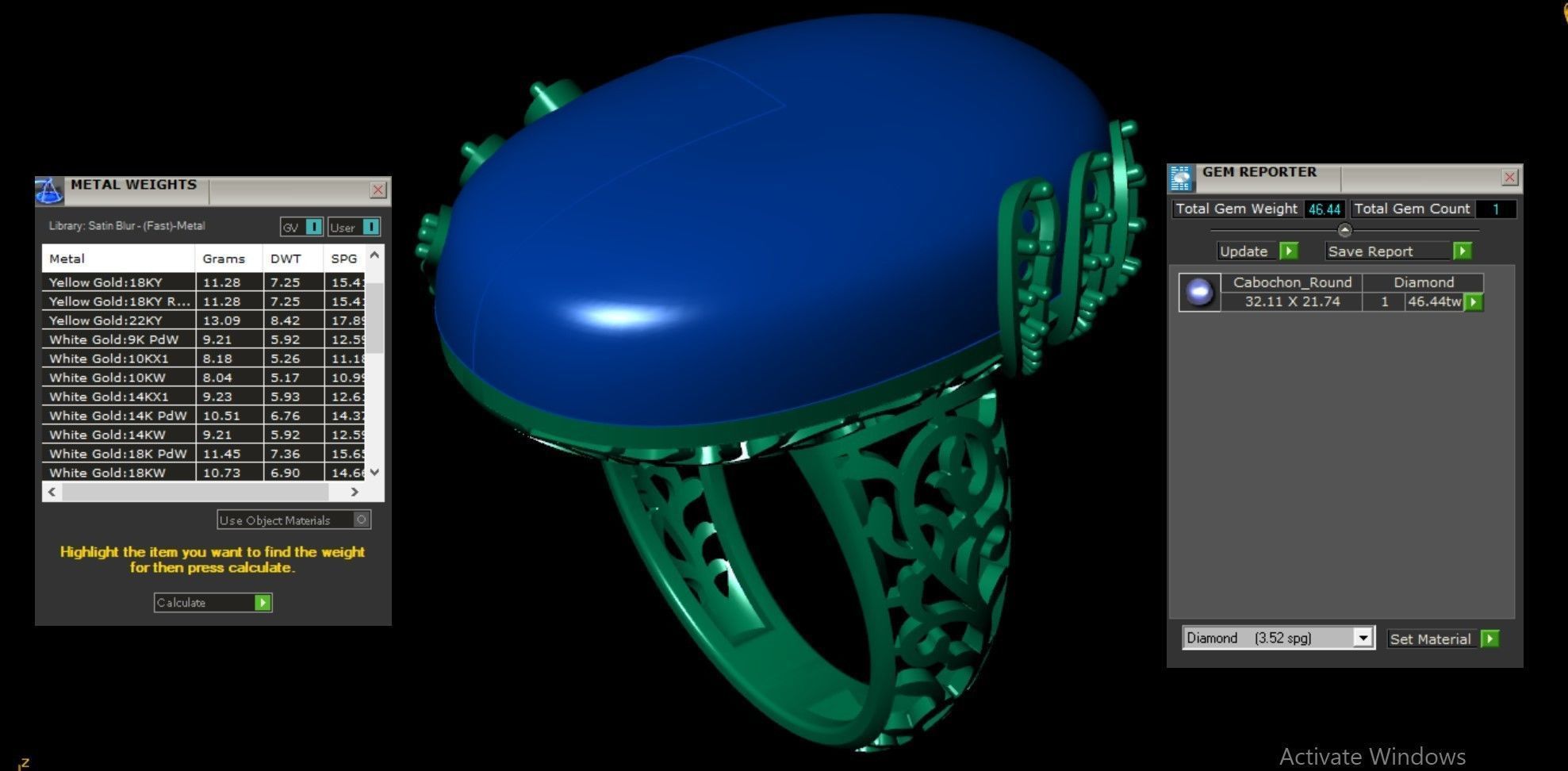 Oval Big Stone Red Ruby Diamond Ring 3D print model_7