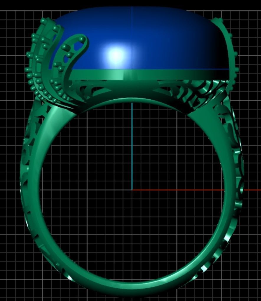 Oval Big Stone Red Ruby Diamond Ring 3D print model_5