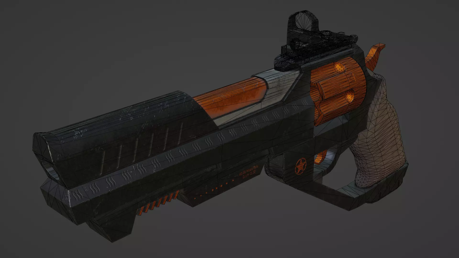 Revolver Weapon Game Ready Model Low-poly 3D model_0