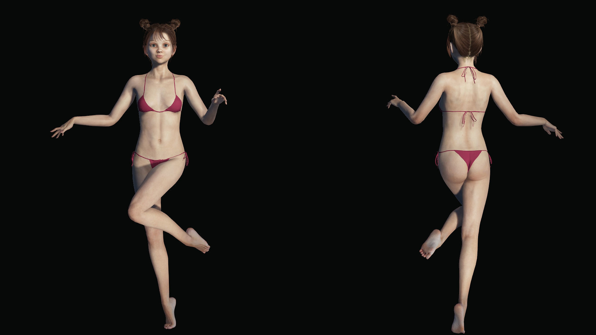 Lily Blue-Eyed Teenager in Swimsuit Low-poly 3D model_4