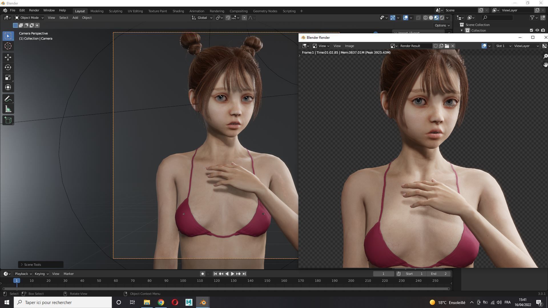 Lily Blue-Eyed Teenager in Swimsuit Low-poly 3D model_13