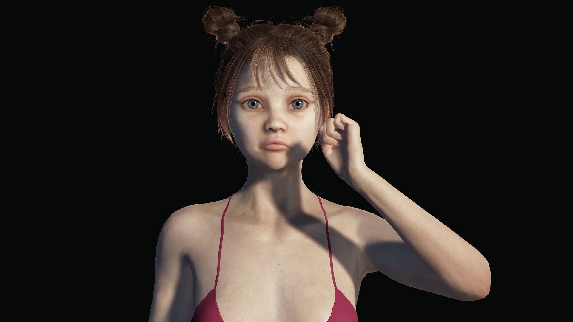 Lily Blue-Eyed Teenager in Swimsuit Low-poly 3D model_7