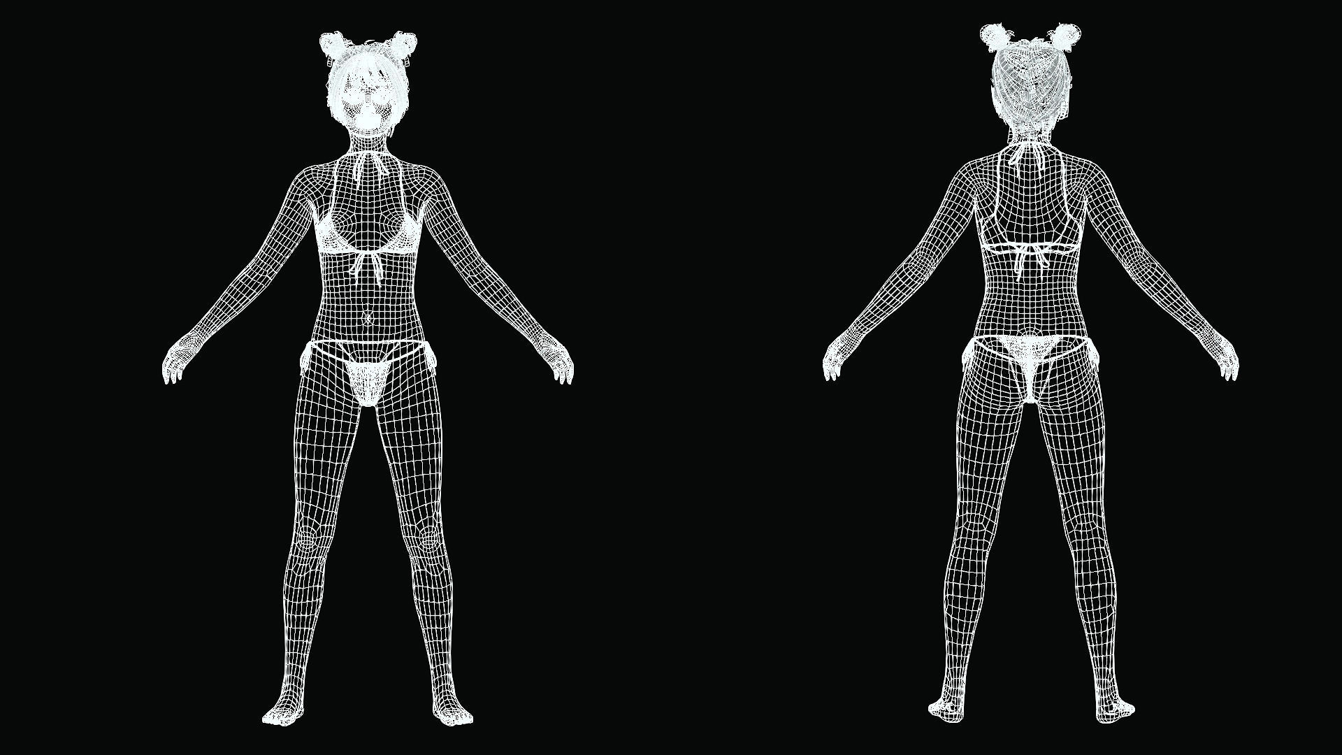 Lily Blue-Eyed Teenager in Swimsuit Low-poly 3D model_3