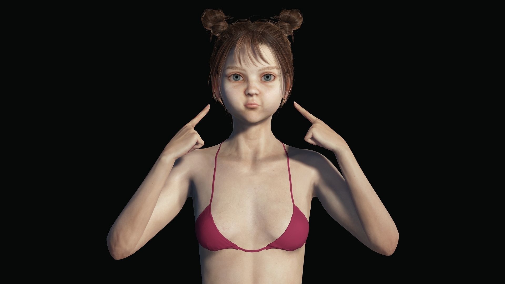 Lily Blue-Eyed Teenager in Swimsuit Low-poly 3D model_9