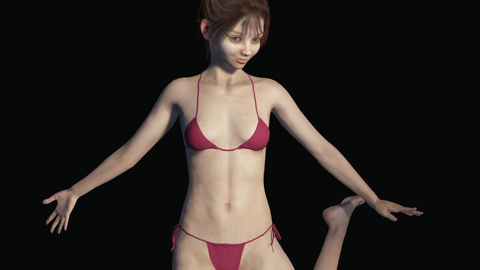 Lily Blue-Eyed Teenager in Swimsuit Low-poly 3D model_6
