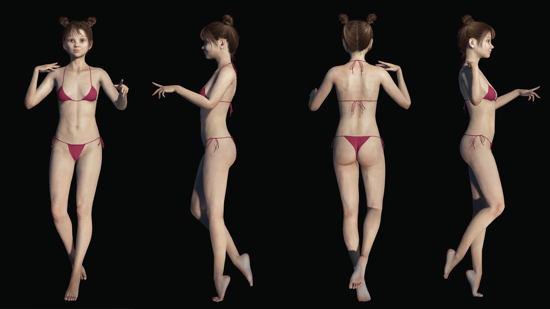 Lily Blue-Eyed Teenager in Swimsuit Low-poly 3D model_5