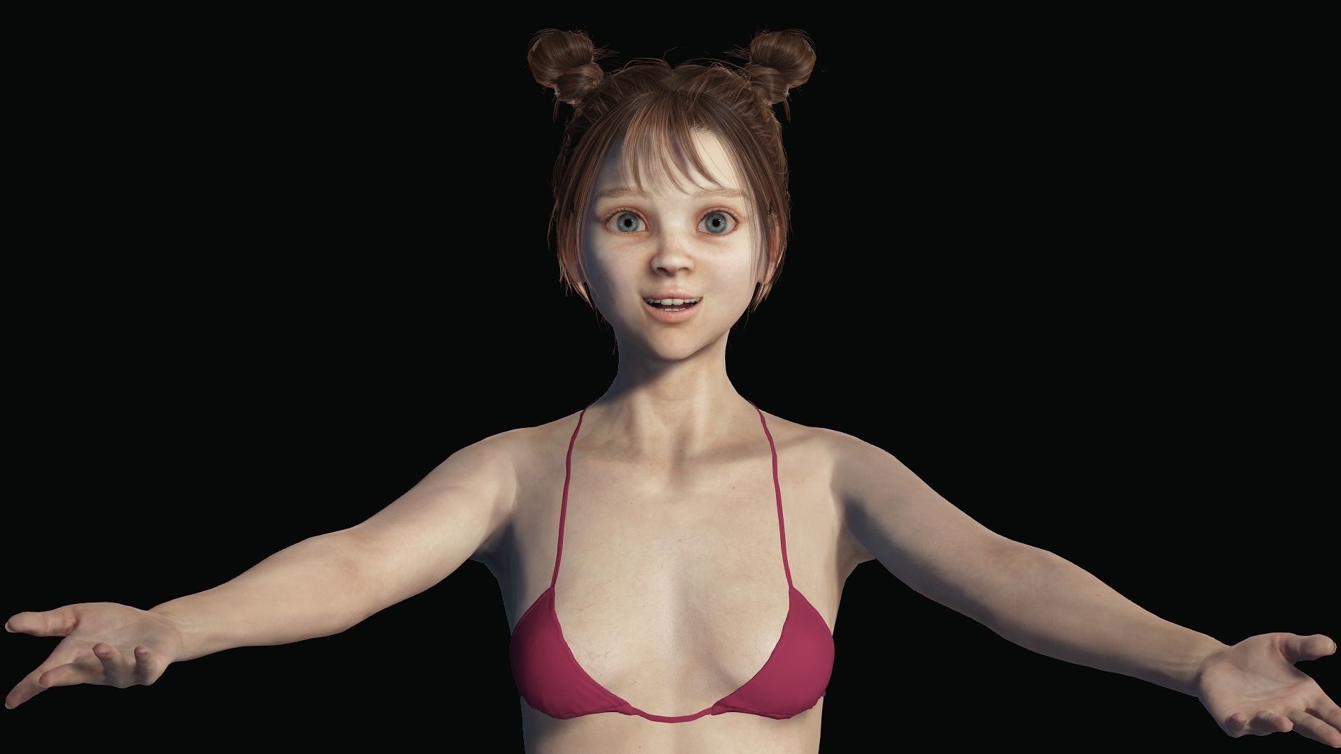 Lily Blue-Eyed Teenager in Swimsuit Low-poly 3D model_8