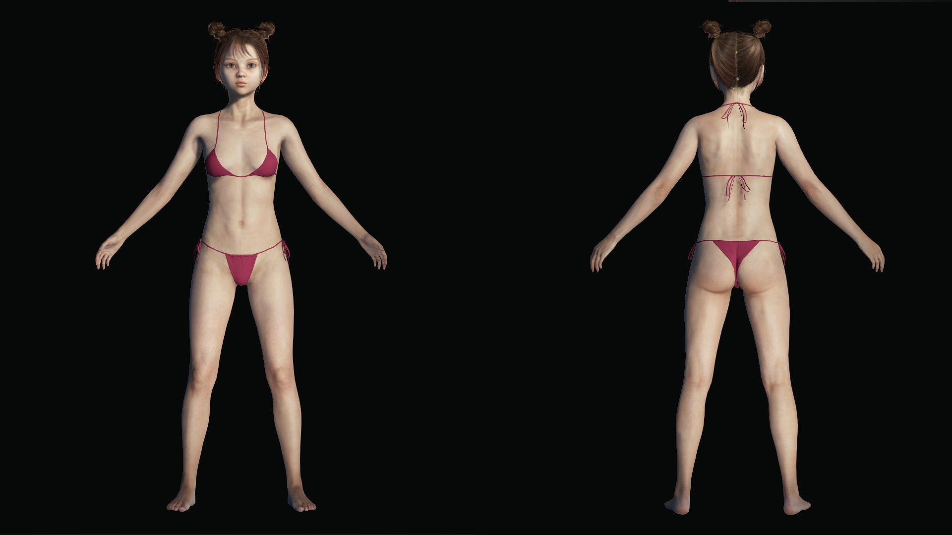 Lily Blue-Eyed Teenager in Swimsuit Low-poly 3D model_2