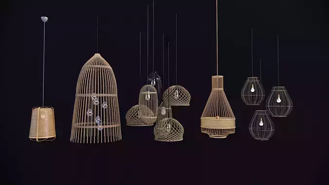 Bamboo rattan Lantern Pendant hanging Lamp 