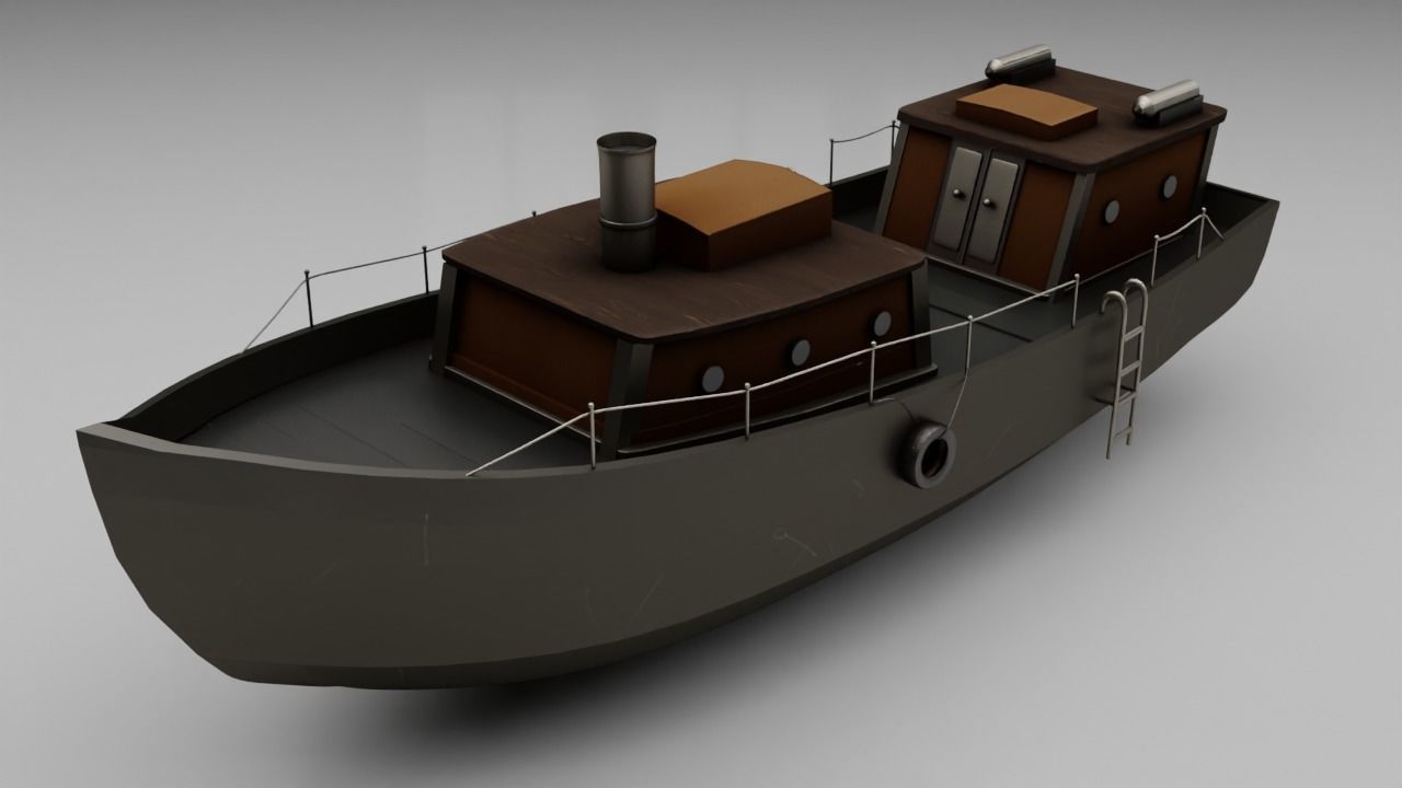 Super Boat Low-poly Low-poly 3D model_4