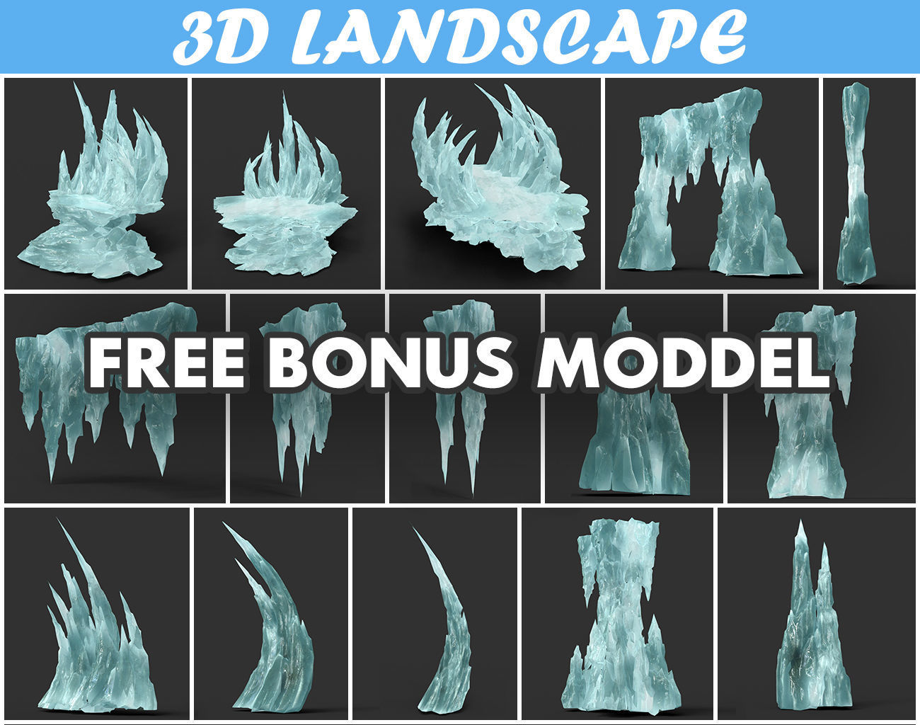 Low poly Ice Spike Cave 230501 Low-poly 3D model_3