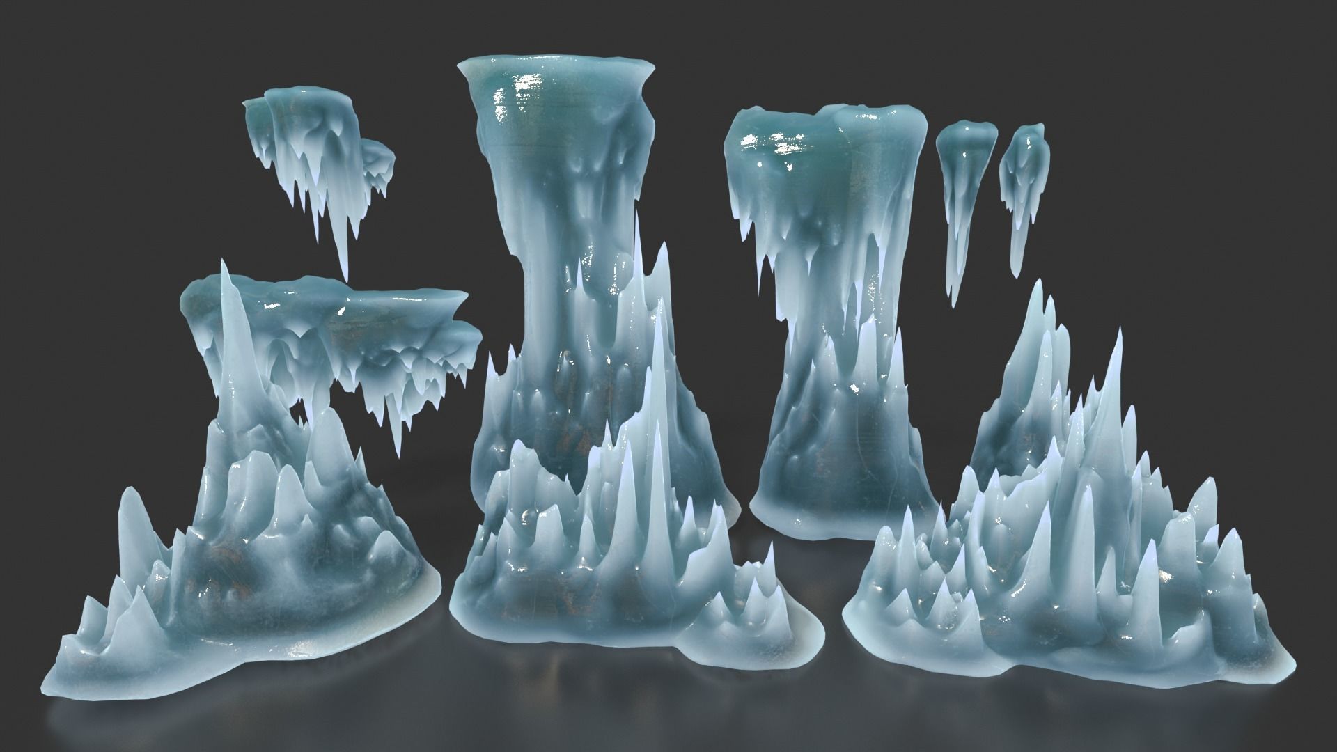 Low poly Ice Spike Cave 230501 Low-poly 3D model_2