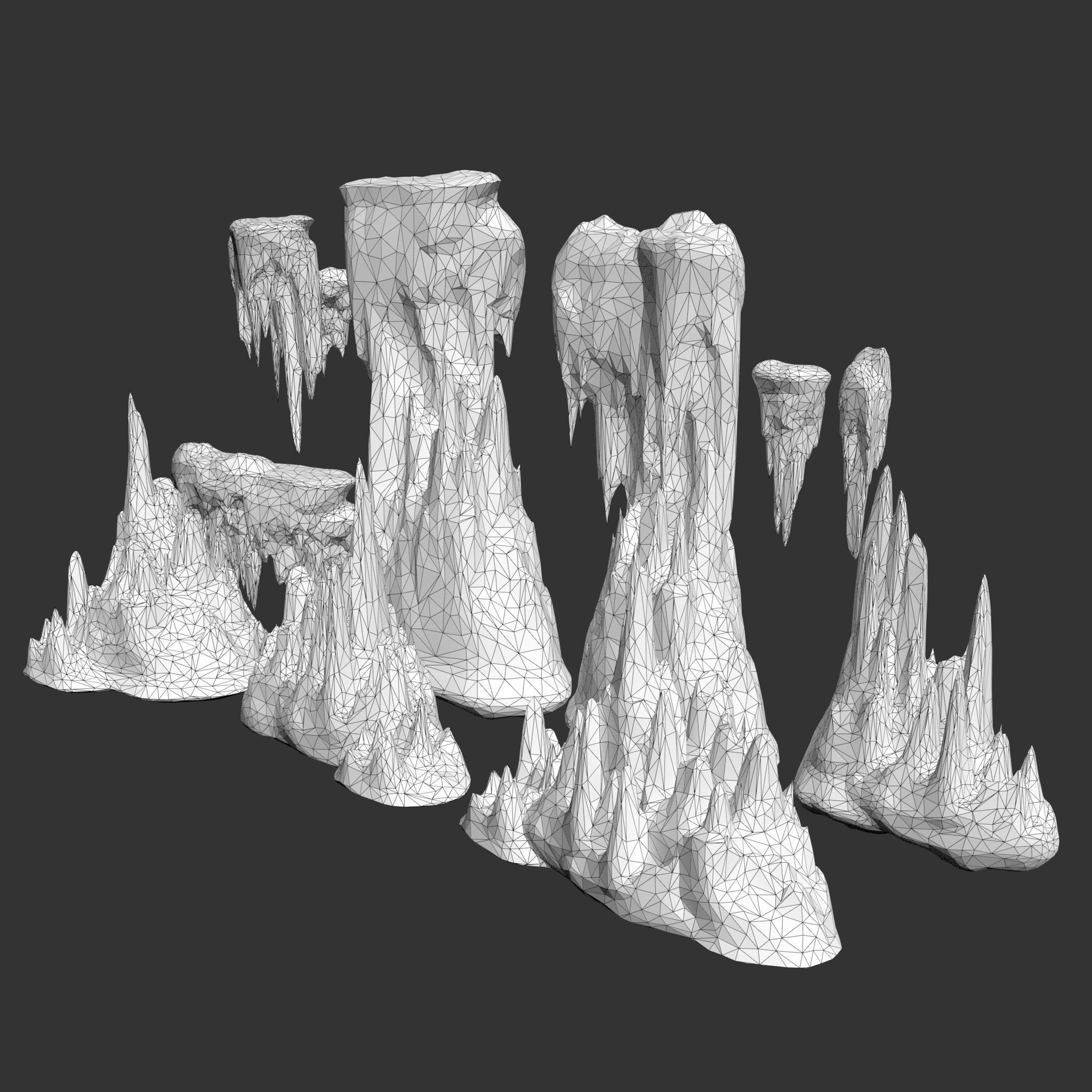 Low poly Ice Spike Cave 230501 Low-poly 3D model_16