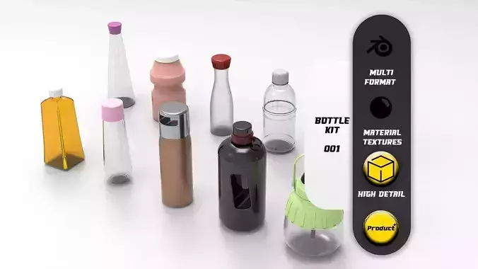 Bottles Kit 001 Low-poly 3D model