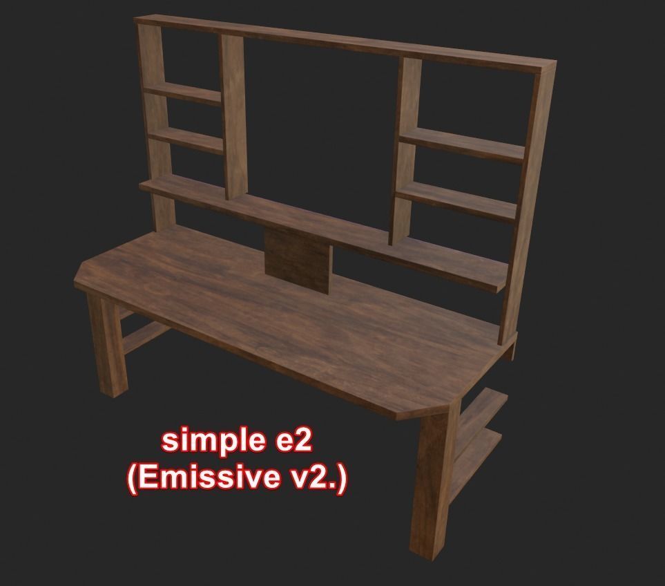 Rgb gaming desk wood gaming table lowpoly game ready 3d model  Low-poly 3D model_11