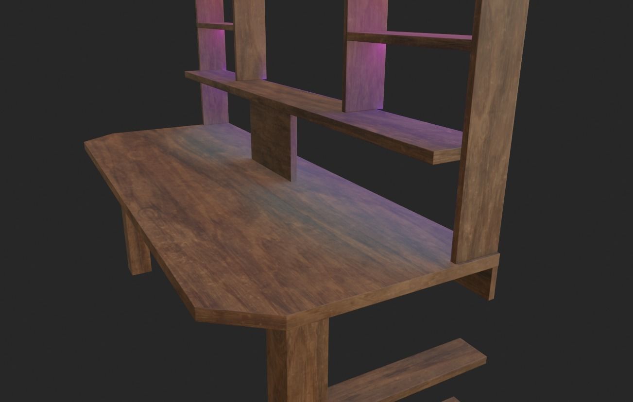 Rgb gaming desk wood gaming table lowpoly game ready 3d model  Low-poly 3D model_6