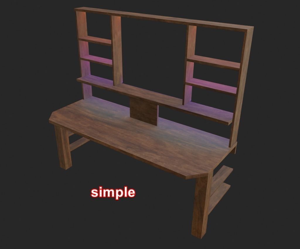 Rgb gaming desk wood gaming table lowpoly game ready 3d model  Low-poly 3D model_10