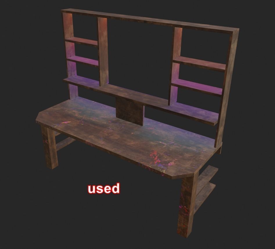 Rgb gaming desk wood gaming table lowpoly game ready 3d model  Low-poly 3D model_12