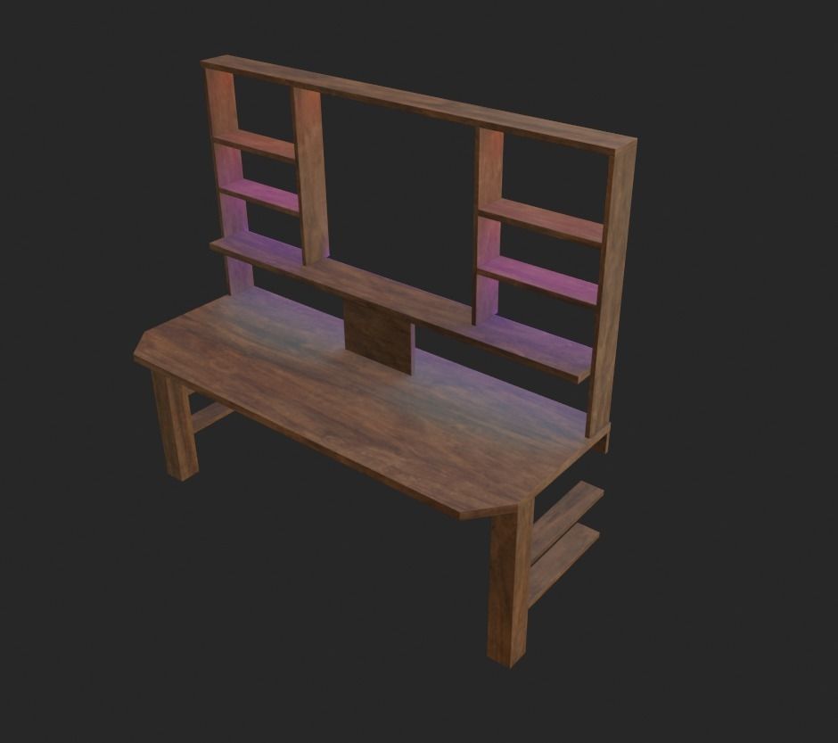 Rgb gaming desk wood gaming table lowpoly game ready 3d model  Low-poly 3D model_2