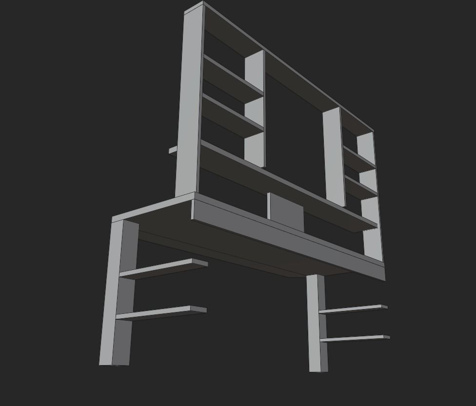 Rgb gaming desk wood gaming table lowpoly game ready 3d model  Low-poly 3D model_9