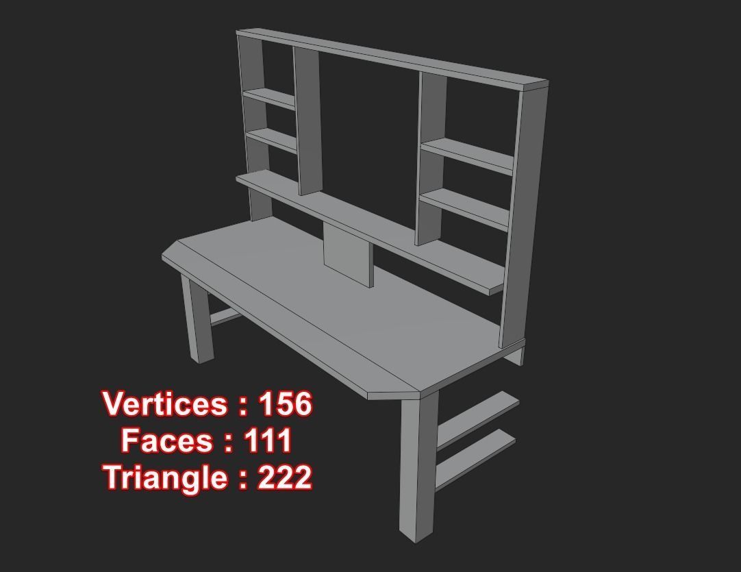 Rgb gaming desk wood gaming table lowpoly game ready 3d model  Low-poly 3D model_8
