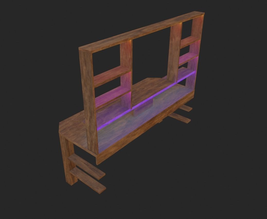 Rgb gaming desk wood gaming table lowpoly game ready 3d model  Low-poly 3D model_4