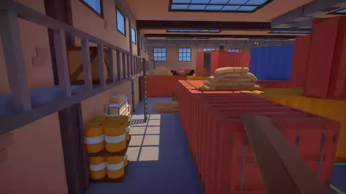 Low Poly FPS Map Vol4 Shooter Warehouse Deathmatch Map Low-poly 3D model