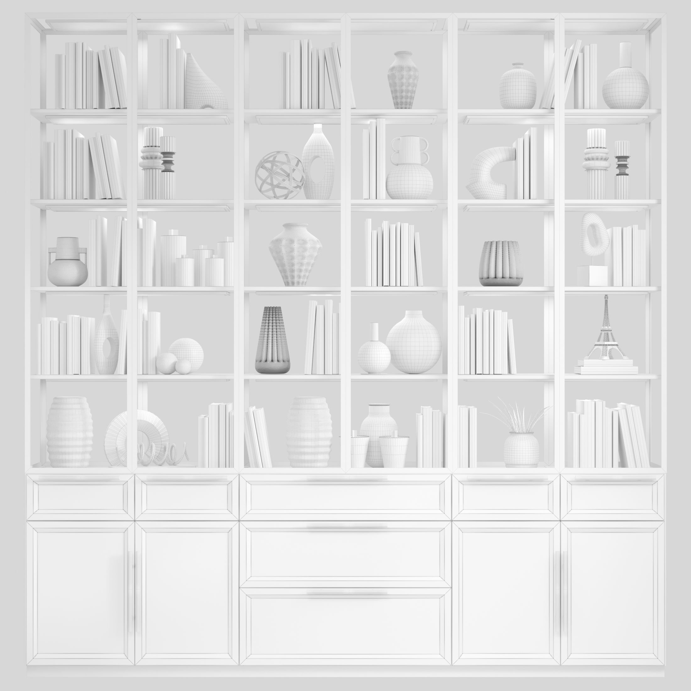 Large wardrobe with decor 21 3D model_1