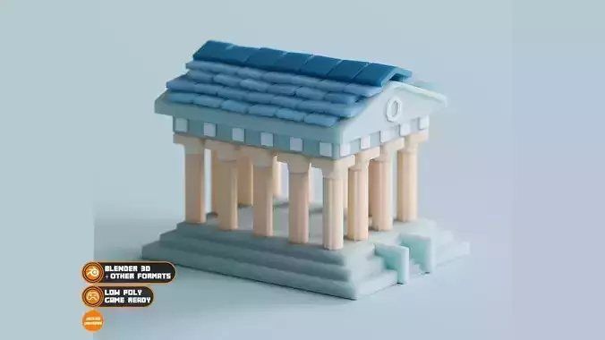 Parthenon Diorama Low-poly 3D model