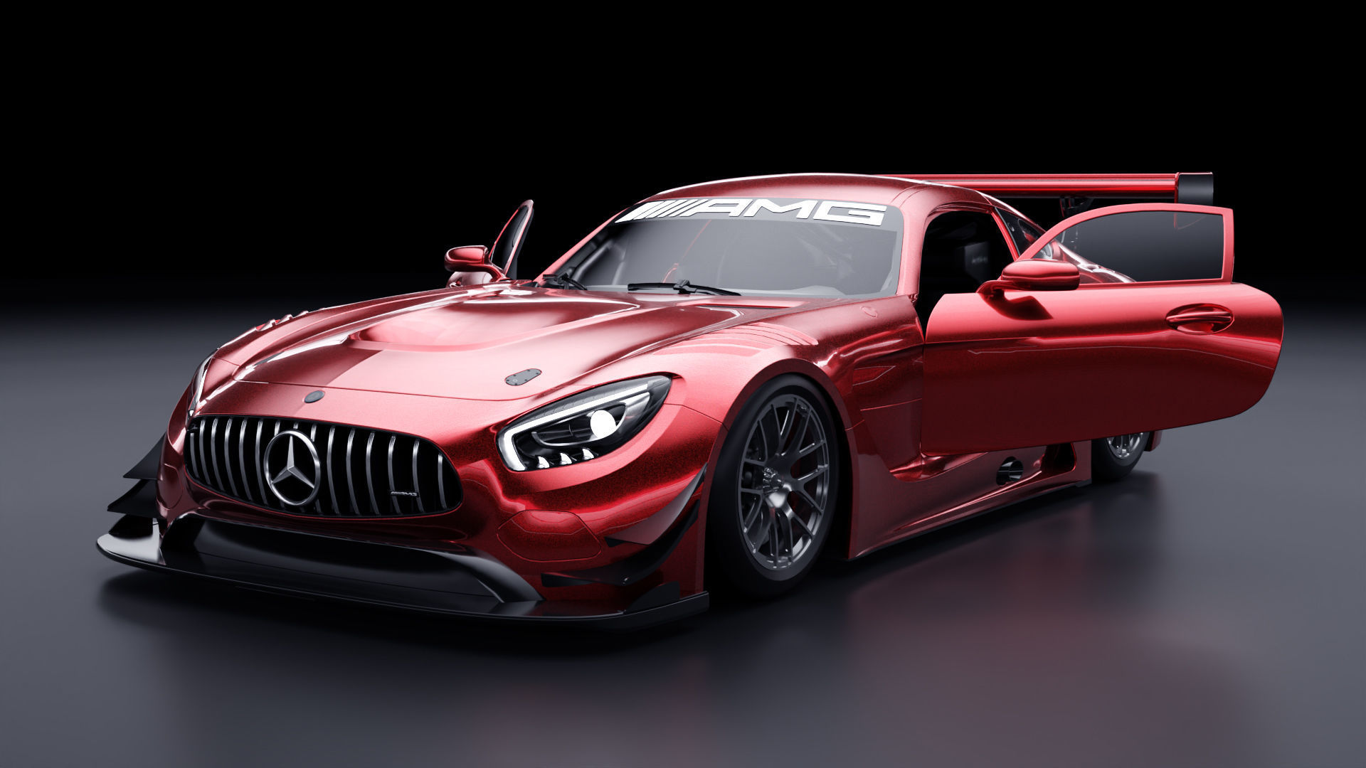 Mercedes AMG GT3 Low-poly 3D model_11