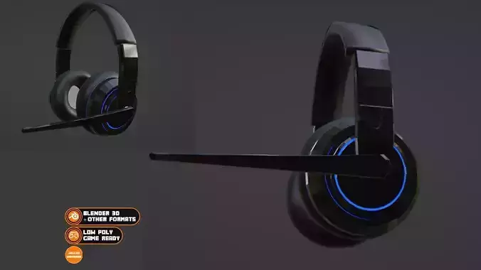 Low-Poly Headset 001 Low-poly 3D model