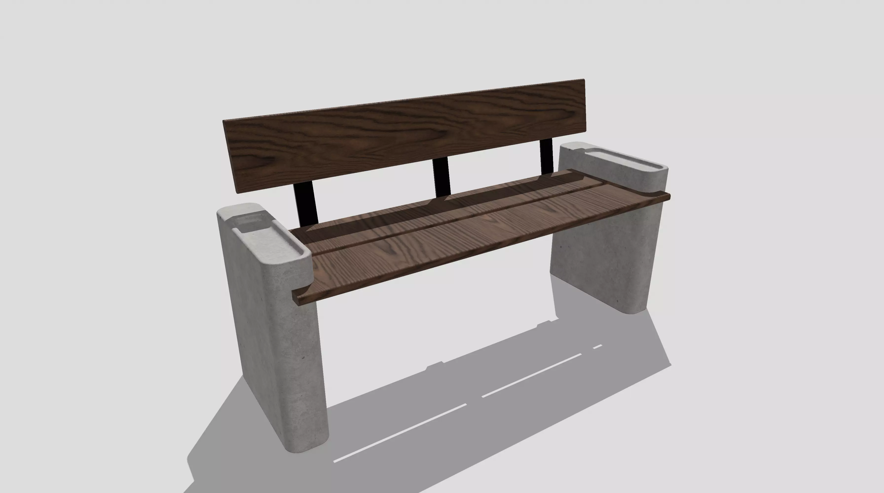 Bench and Desk Low-poly 3D model_0