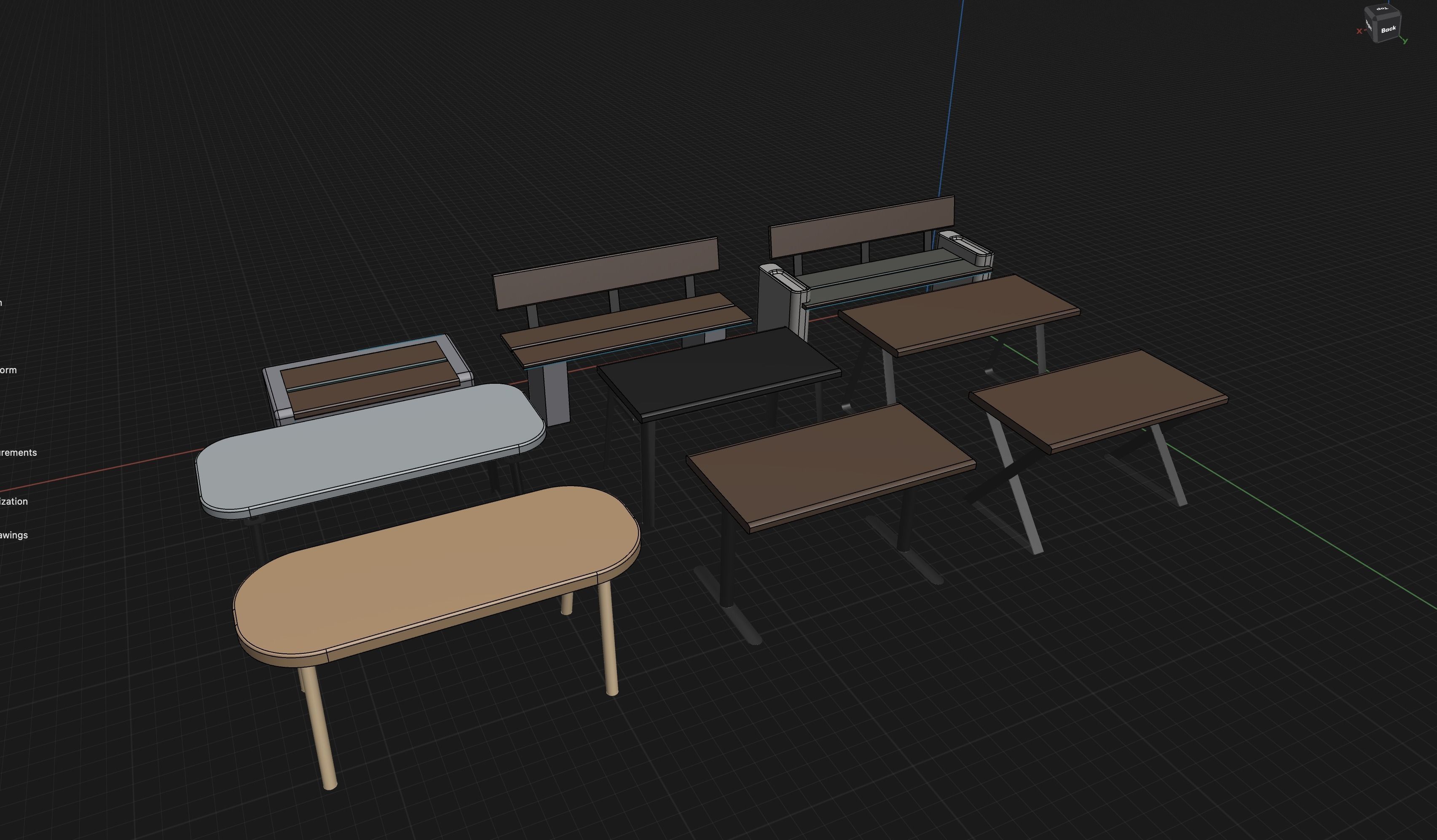 Bench and Desk Low-poly 3D model_4