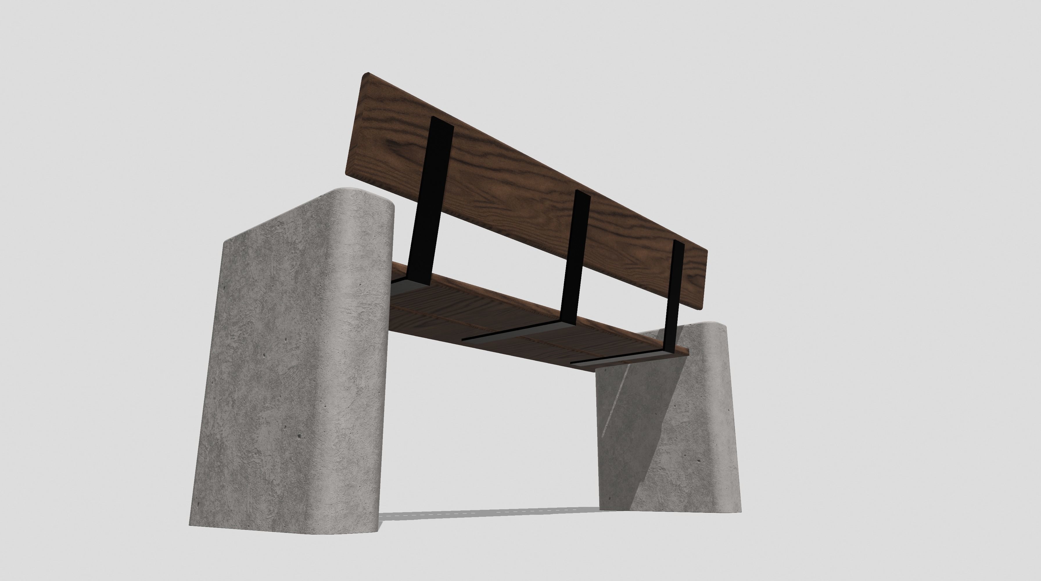 Bench and Desk Low-poly 3D model_3
