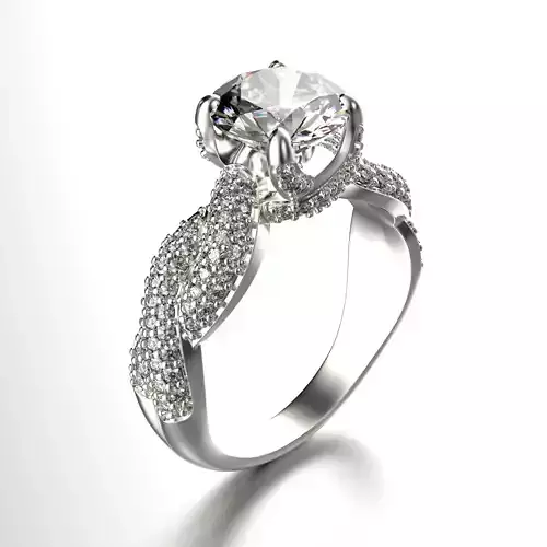 Gold Engagement Ring with Diamond 0078 V1 Set of Sizes 