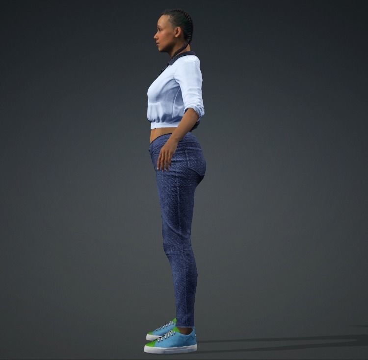 Meet FURAHA - Realistic black female real-time Low-poly 3D model_8