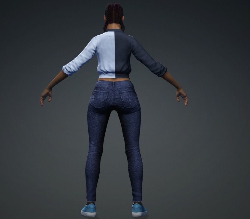 Meet FURAHA - Realistic black female real-time Low-poly 3D model_7