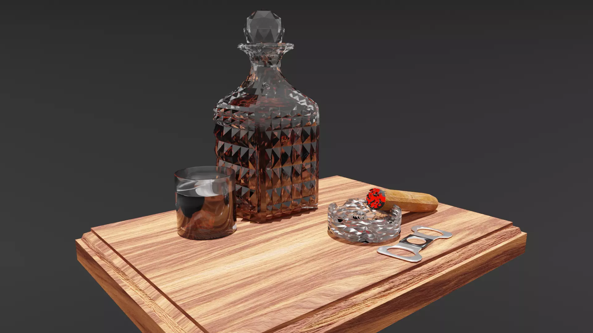 Wiskey and Cigar Free 3D model