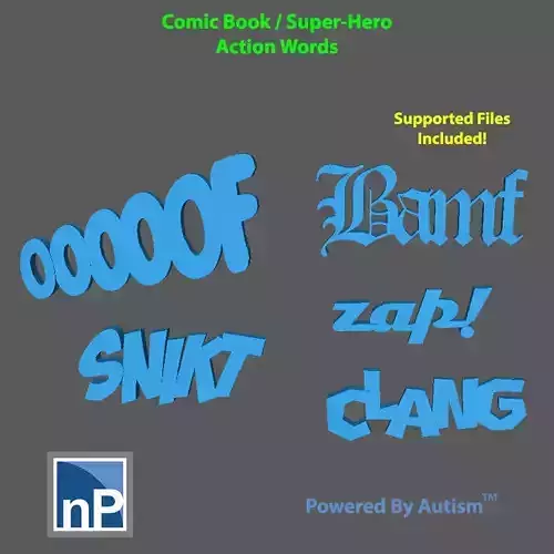 Comic Book - Super Hero Action Words pack 2 Free 3D print model