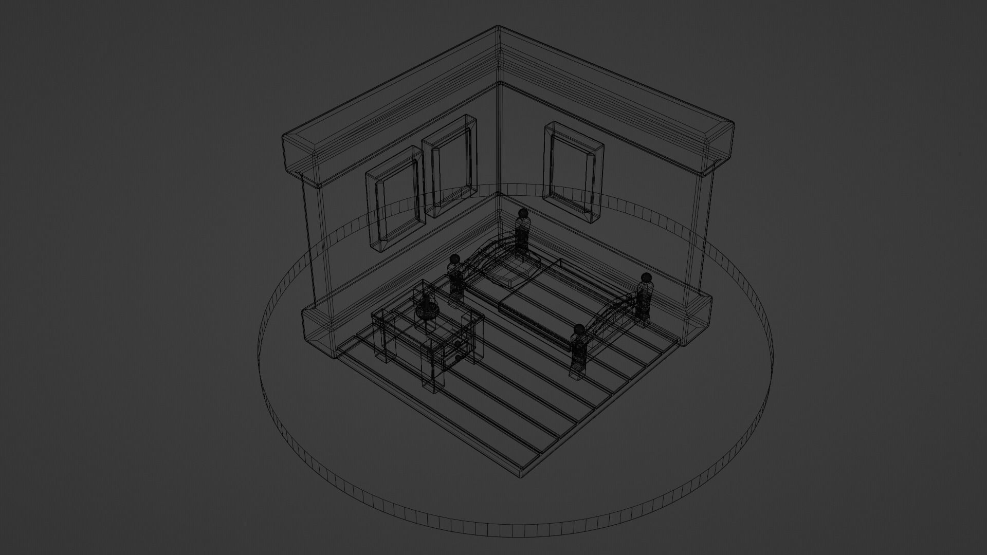 Low poly simple isometric bedroom Low-poly 3D model_9