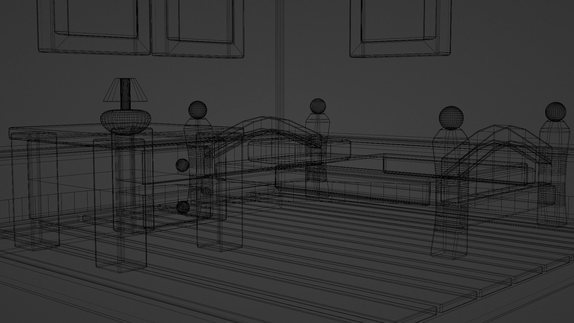 Low poly simple isometric bedroom Low-poly 3D model_8