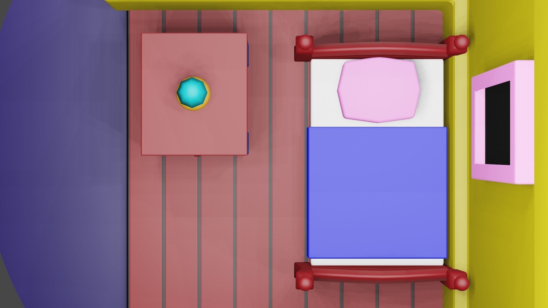 Low poly simple isometric bedroom Low-poly 3D model_5