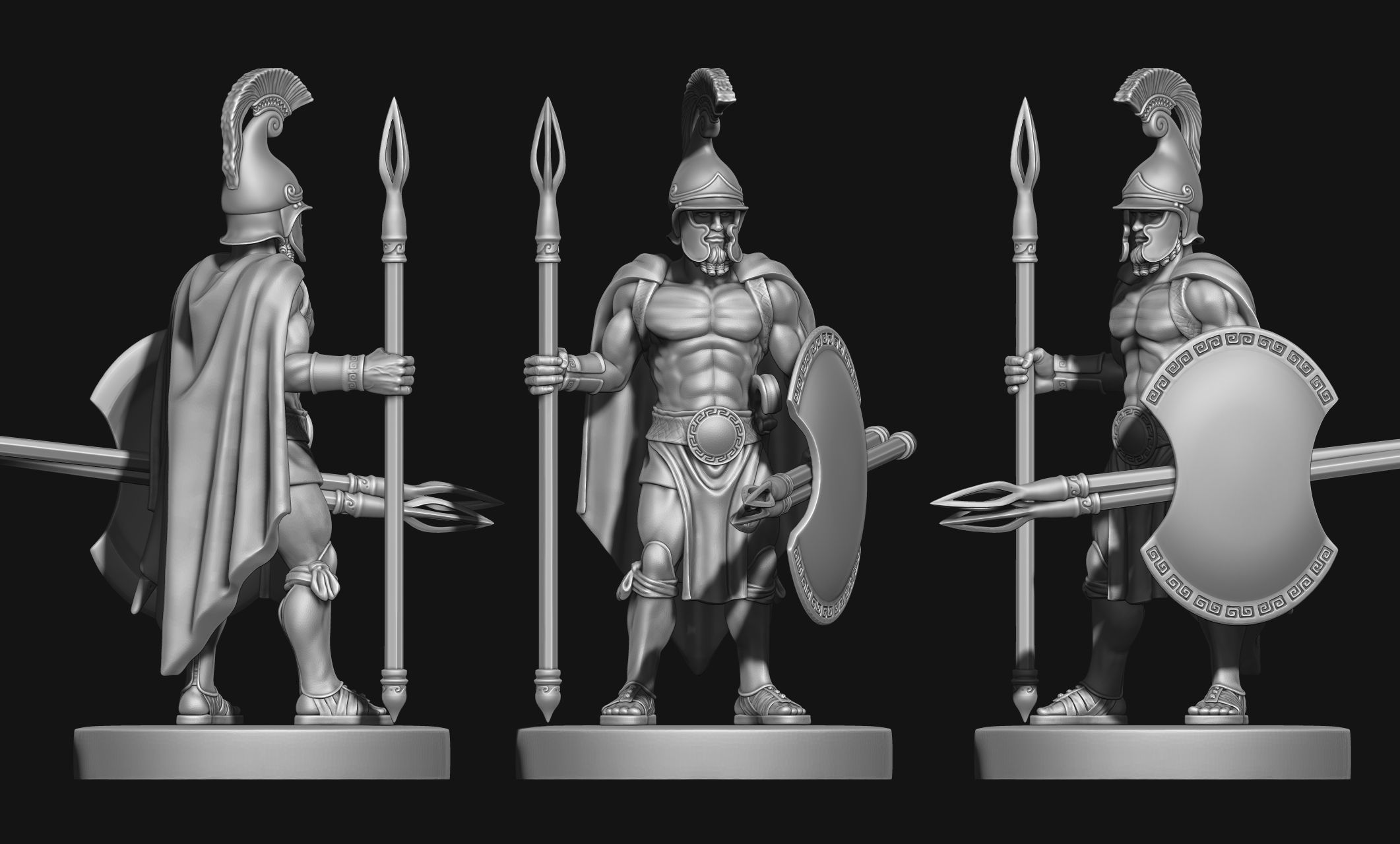 Greek - Hellenic - Peltasta 32mm Miniature Free 3D print model Free 3D print model_12