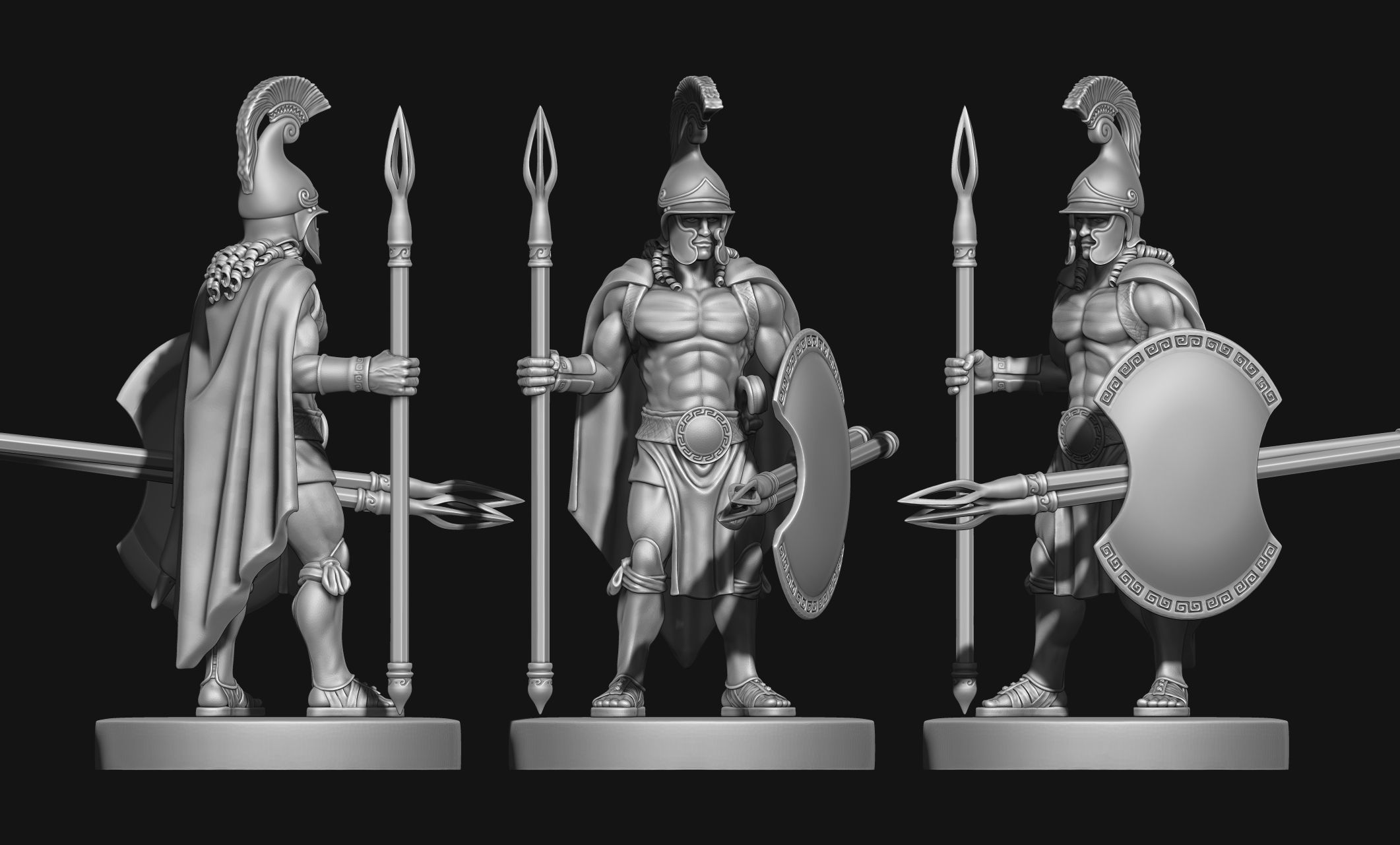 Greek - Hellenic - Peltasta 32mm Miniature Free 3D print model Free 3D print model_1