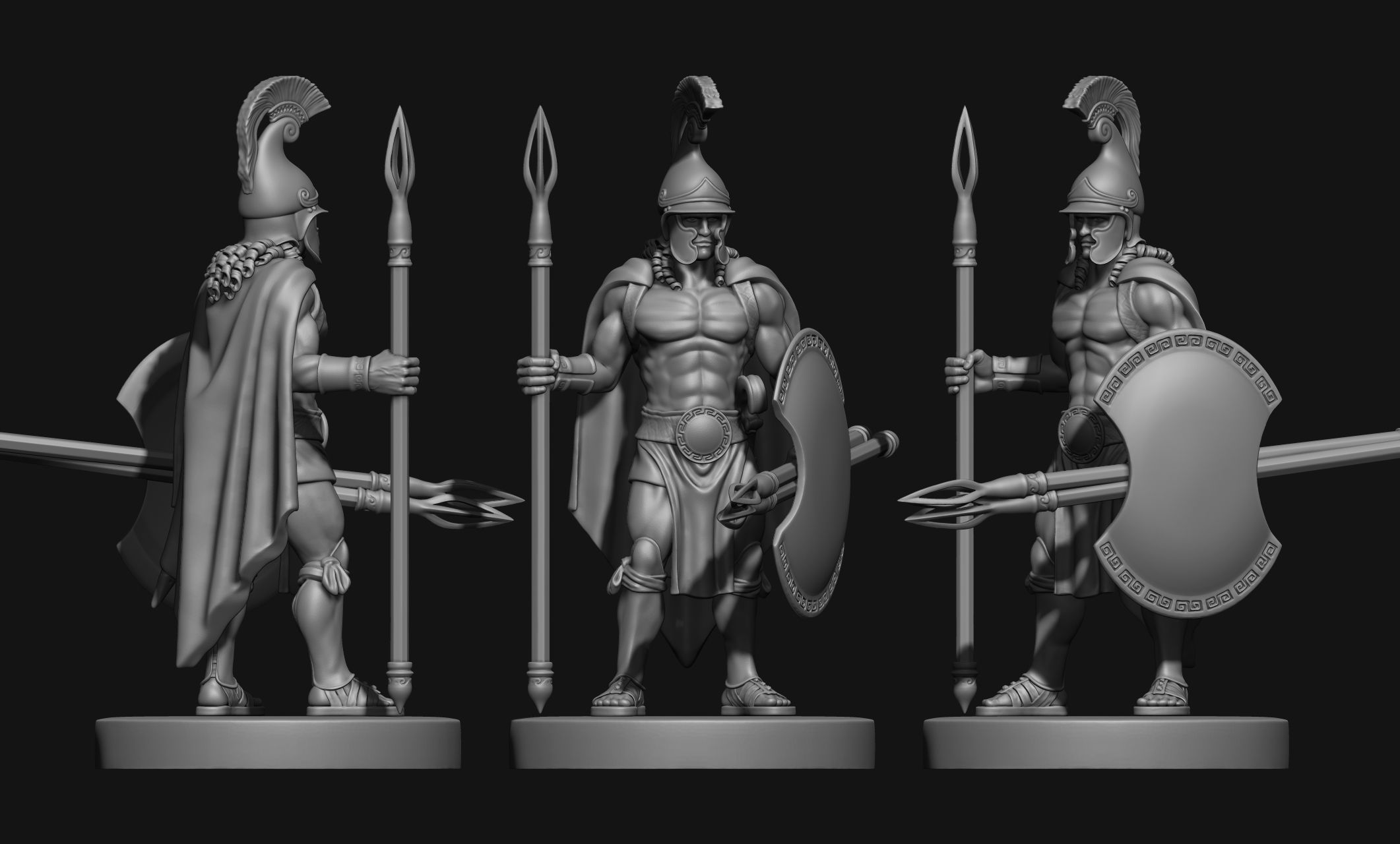 Greek - Hellenic - Peltasta 32mm Miniature Free 3D print model Free 3D print model_3