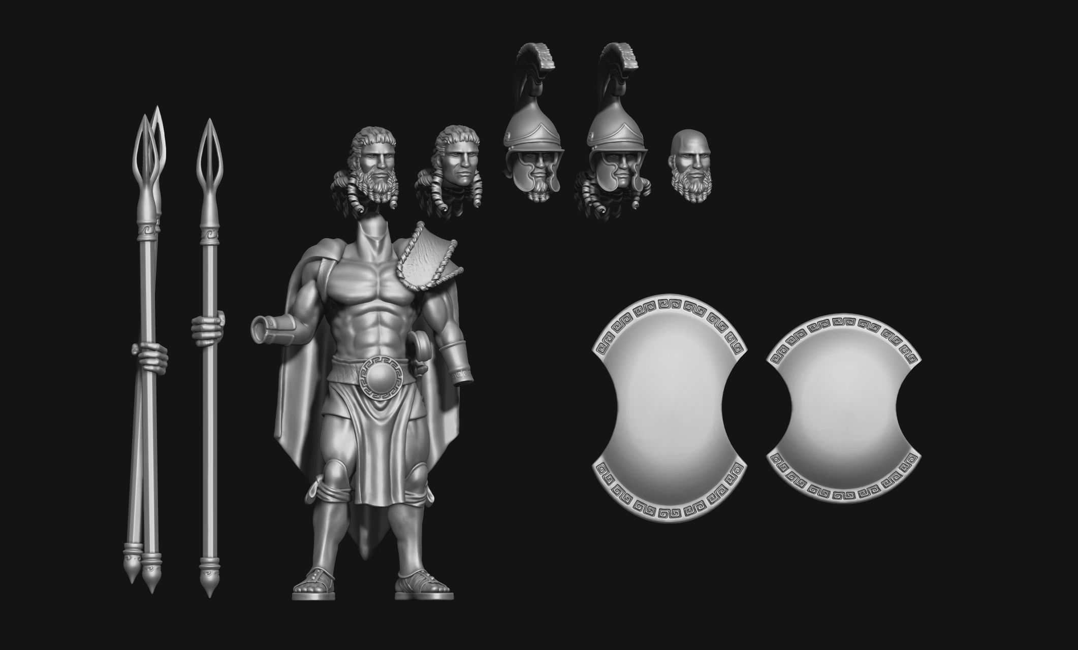 Greek - Hellenic - Peltasta 32mm Miniature Free 3D print model Free 3D print model_5