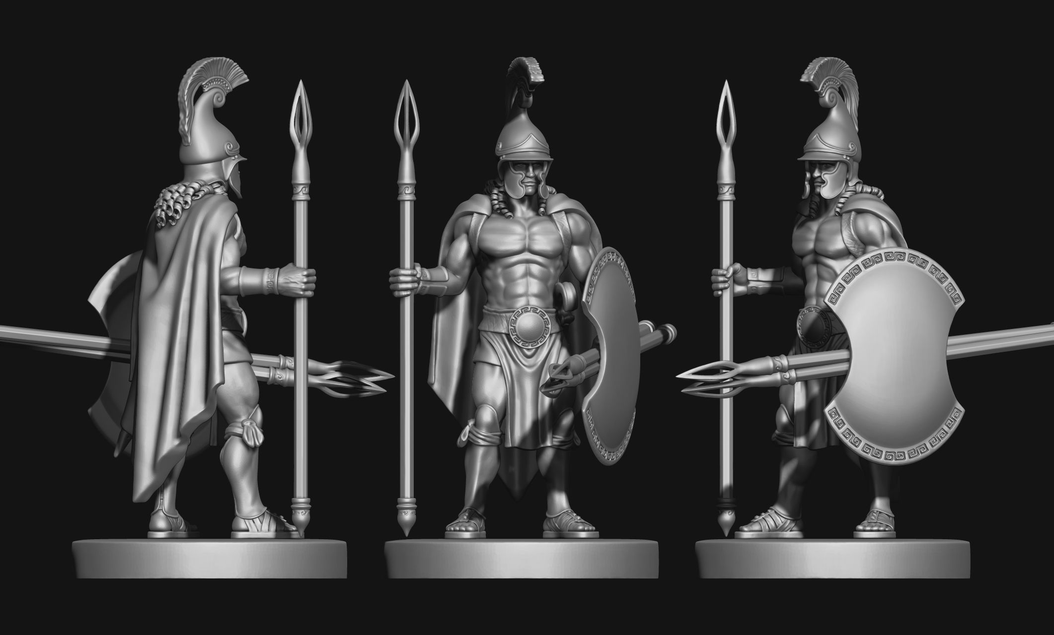 Greek - Hellenic - Peltasta 32mm Miniature Free 3D print model Free 3D print model_2