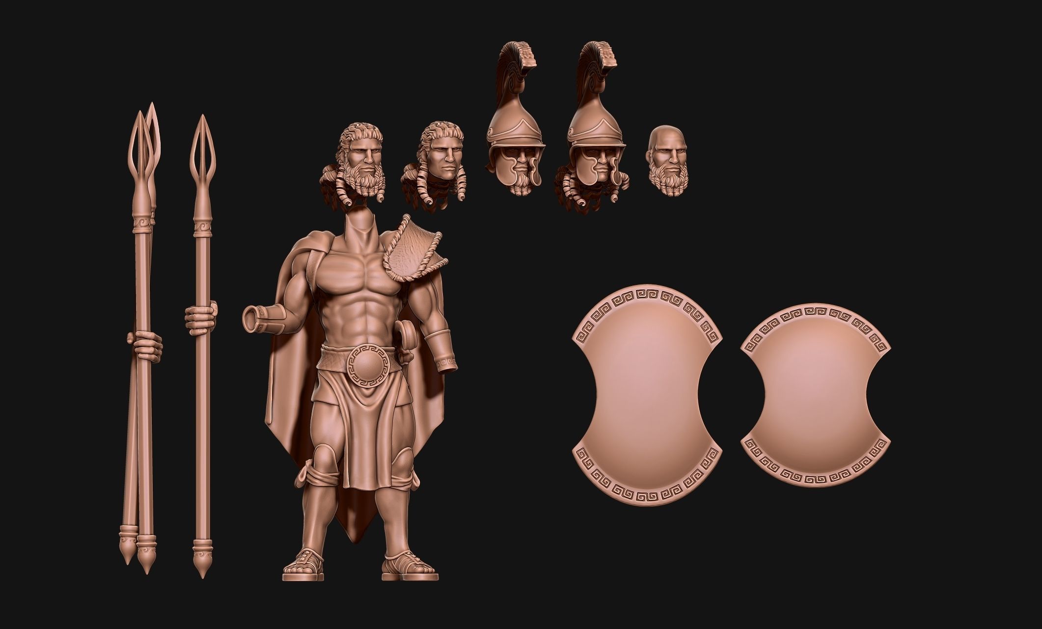 Greek - Hellenic - Peltasta 32mm Miniature Free 3D print model Free 3D print model_4