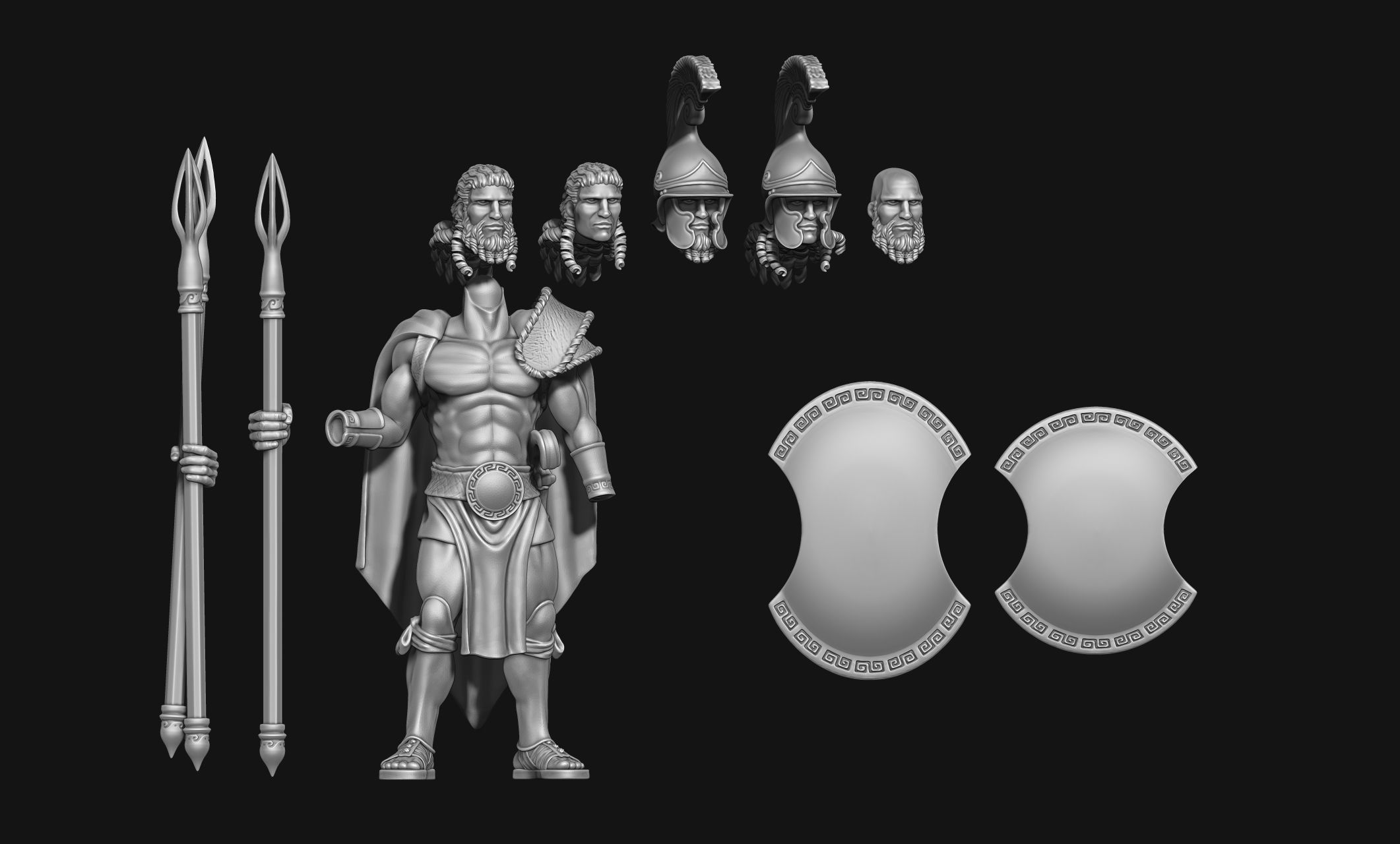 Greek - Hellenic - Peltasta 32mm Miniature Free 3D print model Free 3D print model_7