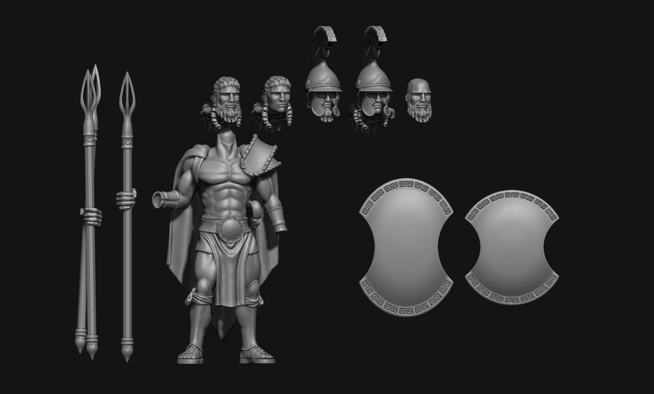 Greek - Hellenic - Peltasta 32mm Miniature Free 3D print model Free 3D print model_6